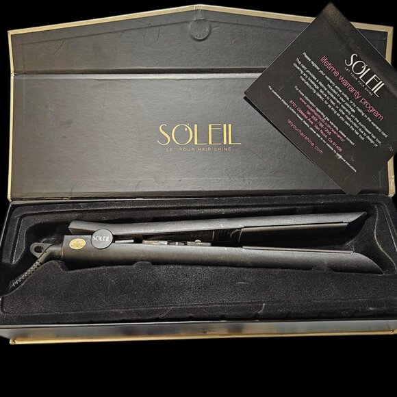 Soleil Professional Solid Ceramic Flat Iron Magnetized Plates ~ Black - Picture 1 of 3